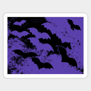 Black Bats In Flight Purple Sticker